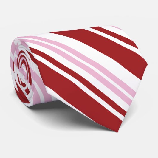 Rood- en roze peppermint Stripe Stropdas (Opgerold)