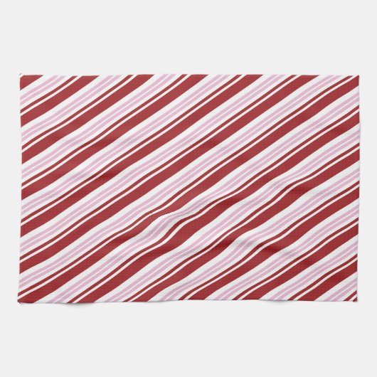 Rood- en roze peppermint Stripe Theedoek (Horizontaal)