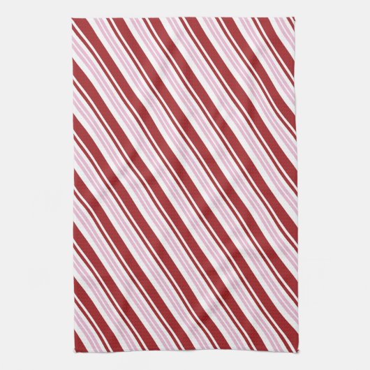 Rood- en roze peppermint Stripe Theedoek (Verticaal)