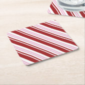 Rood- en roze permint kartonnen onderzetters (Schuin)