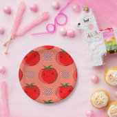 Rood en Roze Plaid Tomaat Tartan Patroon Papieren Bordje (Feest)