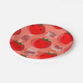 Rood en Roze Plaid Tomaat Tartan Patroon Papieren Bordje (Gekanteld)