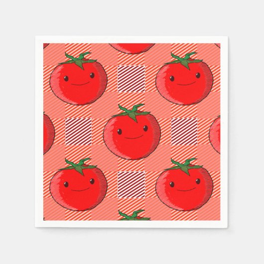 Rood en Roze Plaid Tomaat Tartan Patroon Servet (Voorkant)