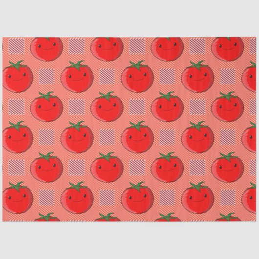 Rood en Roze Plaid Tomaat Tartan Patroon Tissuepapier (Voorkant)