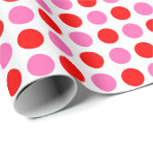 Rood- en roze pokadot cadeaupapier (Rol Hoek)