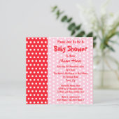 Rood en roze pokstip, aangepast Baby shower Kaart (Staand voorkant)