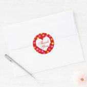 Rood en Roze Polka Dot Dank u Ronde Sticker (Envelop)