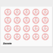 Rood en Roze Polka Dot Hart Dank u Ronde Sticker (Vel)