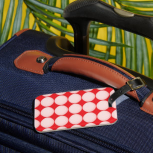 Rood en roze polka stippenpatroon bagagelabel
