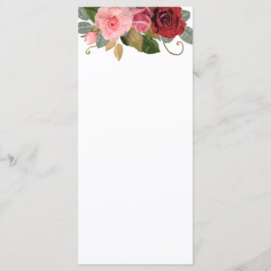 Rood en Roze Rand Bruiloft Menu (Achterkant)