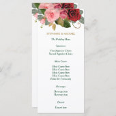 Rood en Roze Rand Bruiloft Menu (Voorkant / Achterkant)