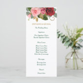 Rood en Roze Rand Bruiloft Menu (Staand voorkant)