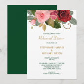 Rood en Roze Rand Bruiloft Repetitie Diner Kaart (Voorkant / Achterkant)