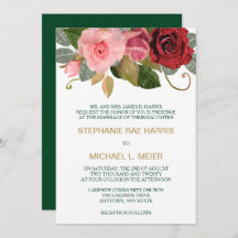 Rood en Roze Rand Bruiloft Uitnodiging
