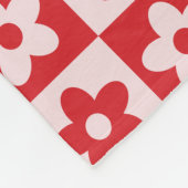 Rood en Roze Retro geruit bloempatroon Fleece Deken (Hoek)
