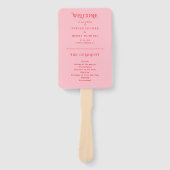Rood en Roze Retro Huwelijksprogramma Handwaaier (Voorkant)