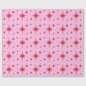 Rood en Roze Retro Modern Starburst Patroon Cadeaupapier (Vlak)