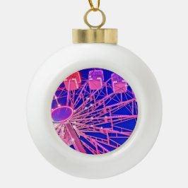 Rood en roze reuzenrad keramische bal ornament