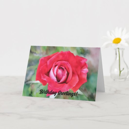 Rood en Roze Rose Art Verjaardag Kaart (Kleine Plant)