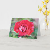 Rood en Roze Rose Art Verjaardag Kaart (Gele Bloem)