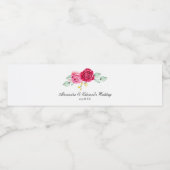 Rood en Roze Rose Botanical Waterfles Etiket (Enkel label)