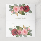 Rood en Roze Roze Boeket Bruiloft Plaatskaartje (Buitenkant ongevouwen)