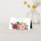 Rood en Roze Roze Boeket Bruiloft Plaatskaartje (Achterkant)