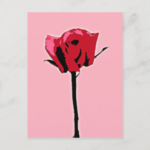 Rood- en roze roze kunst briefkaart