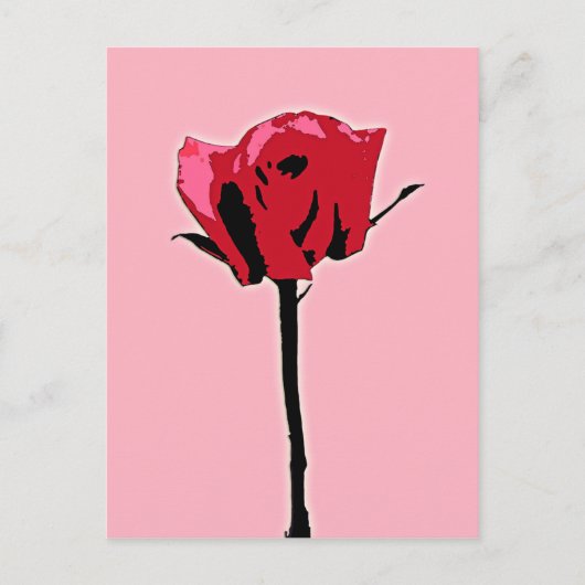 Rood- en roze roze kunst briefkaart (Voorkant)