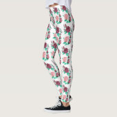 Rood en roze roze met groene bladeren Fancy waterk Leggings (Links)
