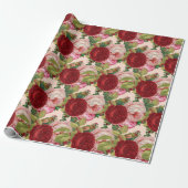 Rood en roze roze ontkoppelingskraft of cadeaupapier (Uitgerold)