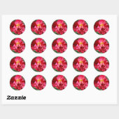Rood en Roze Roze Ronde Sticker (Vel)