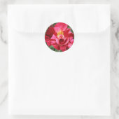 Rood en Roze Roze Ronde Sticker (Tas)
