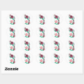 Rood- en roze roze roze bloemen ontworpen rond ronde sticker (Vel)