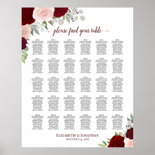 Rood- en roze rozen 30 Tafel-weddenschapenkaart Poster