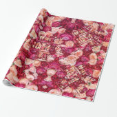 Rood- en roze rozen Floral Happy Moederdag Cadeaupapier (Uitgerold)