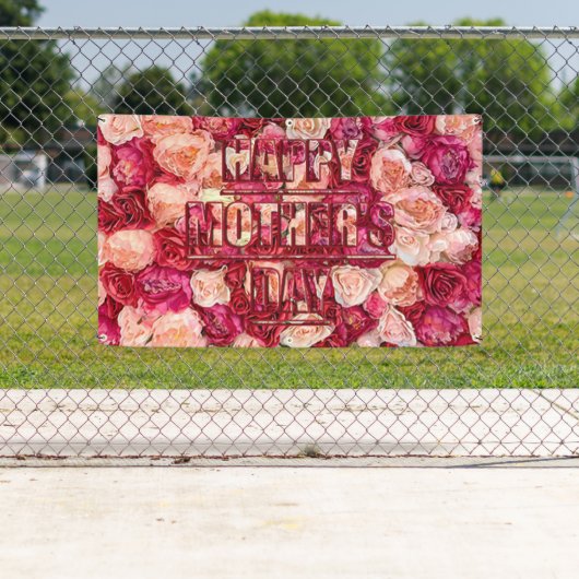 Rood- en roze rozen Floral Happy Moederdag Spandoek (Insitu)