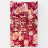 Rood- en roze rozen Floral Happy Moederdag Spandoek (Verticaal)