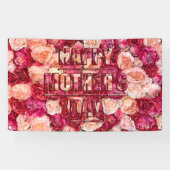Rood- en roze rozen Floral Happy Moederdag Spandoek (Horizontaal)