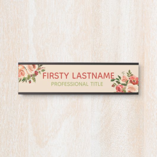 Rood- en roze rozen Kantoor Deurtekens Naam Bord Deurbordje (Voorkant)