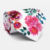 Rood en roze rozen patroon stropdas (Opgerold)