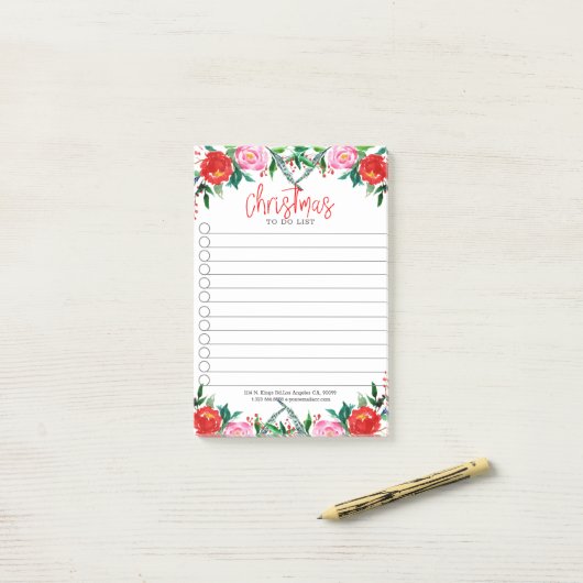 Rood en roze rozen rand post-it® notes (Op bureau)