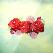 Rood- en roze rozen, ruiten raamsticker (Vel 3)