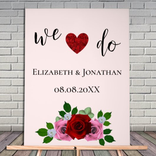 Rood- en roze rozenhuwelijk acryl bord