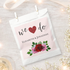 Rood- en roze rozenhuwelijk bedankzakje