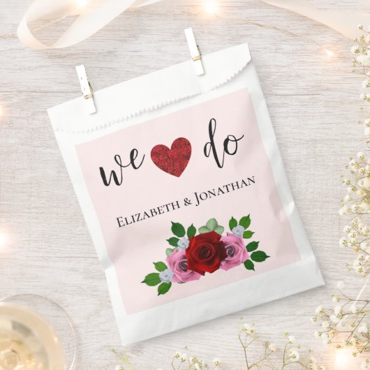 Rood- en roze rozenhuwelijk bedankzakje (Geknipt)