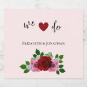 Rood- en roze rozenhuwelijk bier etiket (Enkel label)