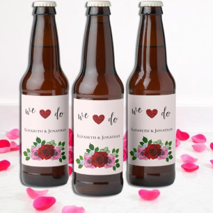 Rood- en roze rozenhuwelijk bier etiket