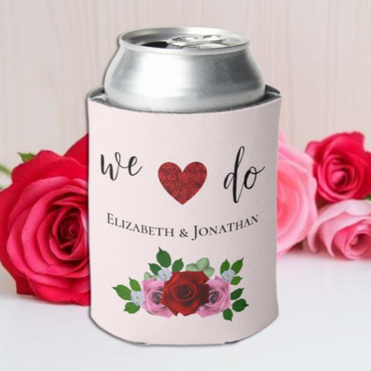 Rood- en roze rozenhuwelijk blikjeskoeler