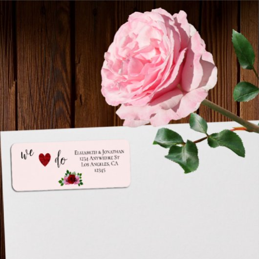 Rood- en roze rozenhuwelijk etiket